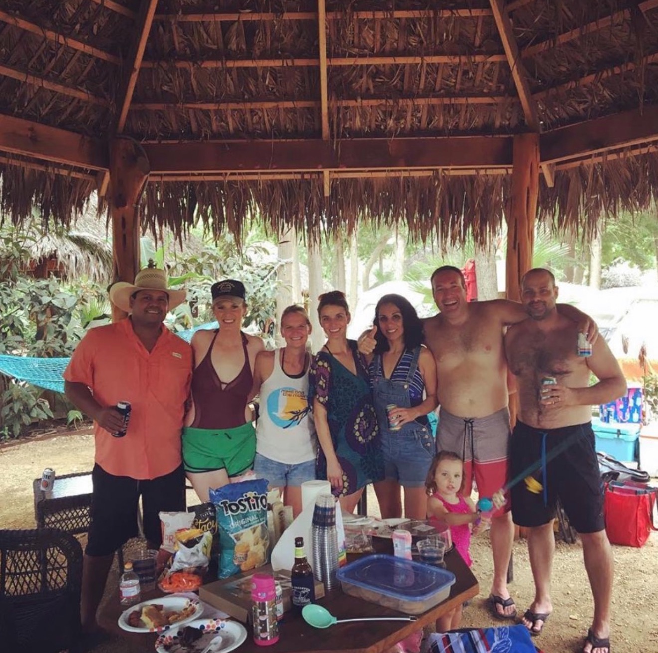 Friends group enjoying the cabana